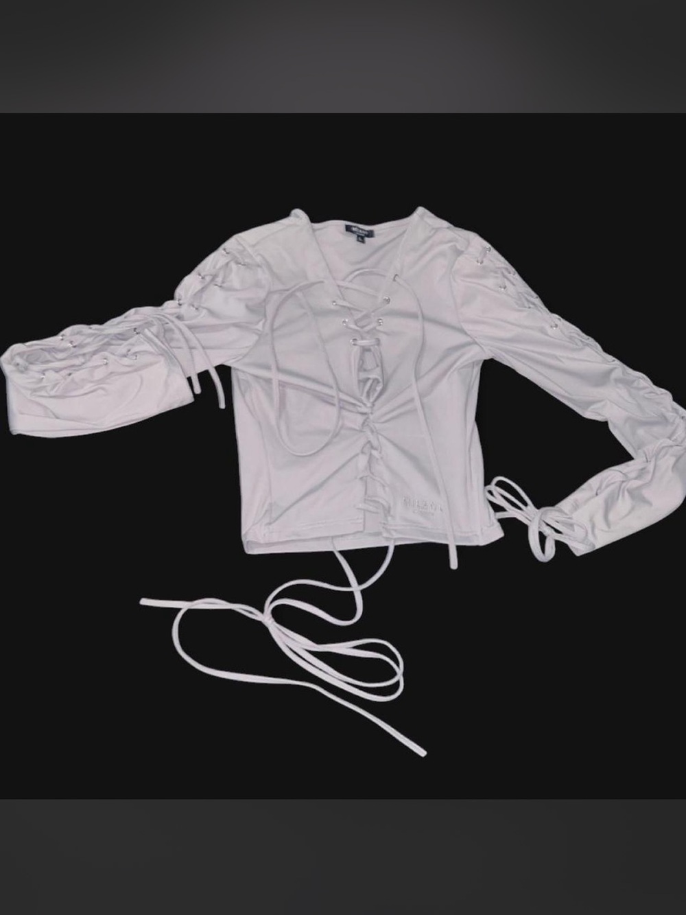 Milano Di Rouge Gray Lace-Up Long Sleeve Top